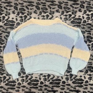 SHEIN Pastel Striped Crew Neck Sweater